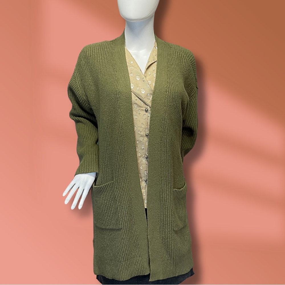 Auden Women's Olive Green Open Front Cardigan Size M/L